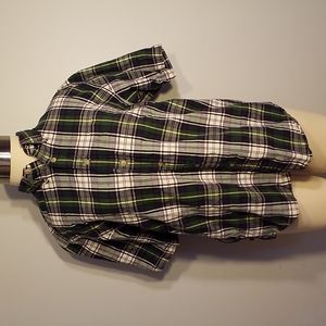 GAP SHIRT PLAID Size M Short Sleeve Button collar one pocket Navy/Forest